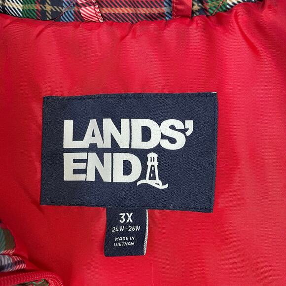 Lands End FeatherFree Quilted Insulated Puffer Vest Red Plaid Womens Plus 3X - Picture 11 of 14